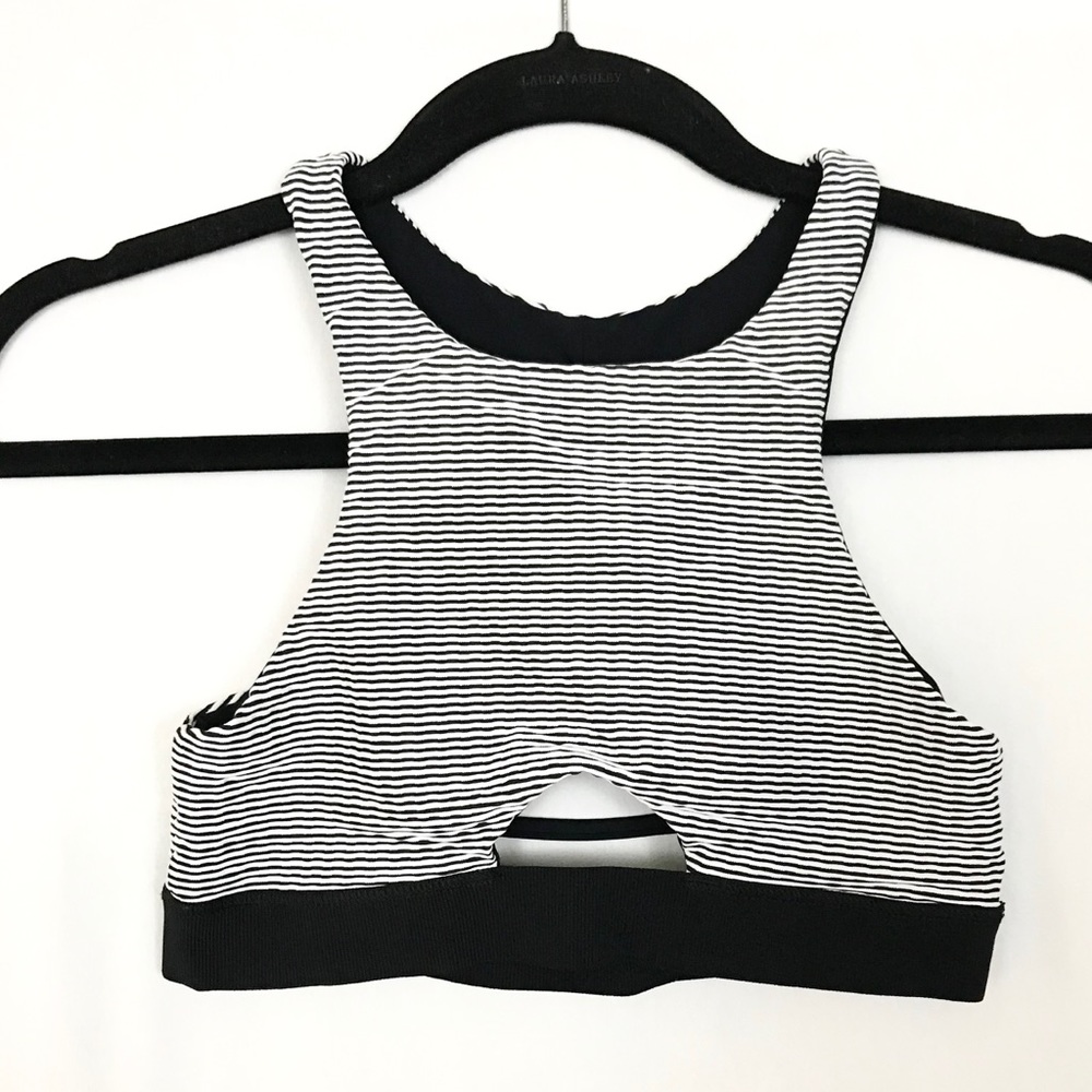 Planet Blue Blue Life Striped Crop Workout Top